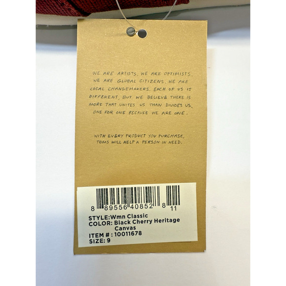 TOMS Classic Black Cherry Heritage Canvas Women's Size 9 New With Box - Picture 11 of 11